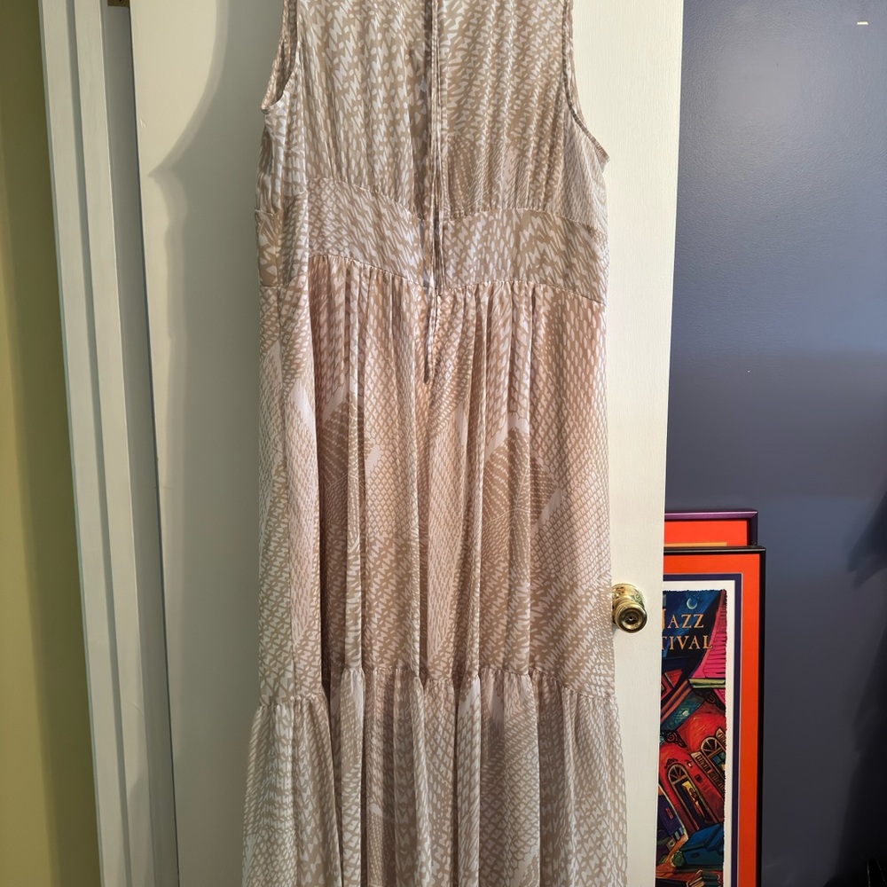 Calvin Klein Tan and White Maxi Dress